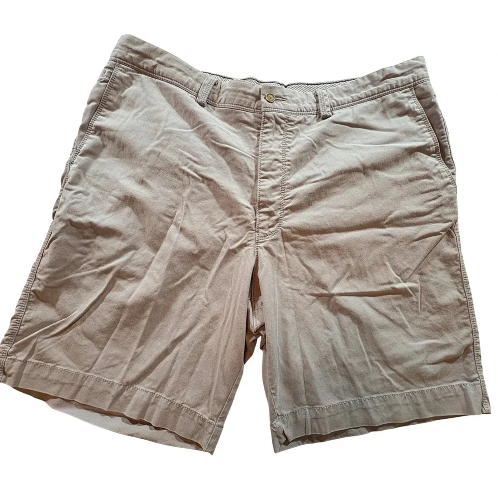 Tommy Bahama Chino Shorts Mens 38 Khaki Tan Tencel Cotton Stretch Casual Summer